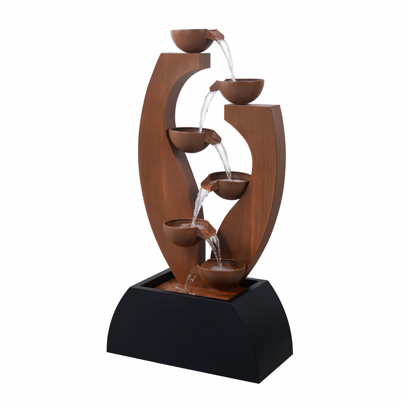 Handcrafted Outdoor Metal Cascade Fountain, Brown