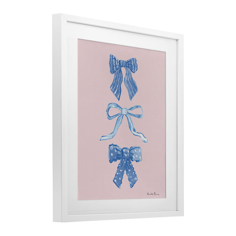 Jolis arcs bleu et rose, impression sous verre encadrée, design par Farida Zaman, H 16 po x l 13 po, Cadre blanc côtier