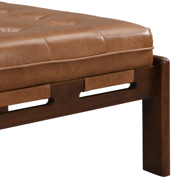 Jamir 34'' Tufted Upholstered Cocktail Ottoman, Brown, Walnut