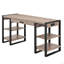 Bureau d'ordinateur moderne en métal et bois avec ports USB (bureau)