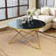 Table de bout ronde 31,49 po avec plateau en faux marbre moderne pour le salon ou le bureau-92473993
