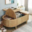 Table basse ovale minimaliste Wildercroft de 47 po avec plateau relevable et rangement dissimulé, fini bois veiné, table centrale moderne en MDF à hauteur réglable pour salon, appartement, espace de travail et salle à manger-129760266