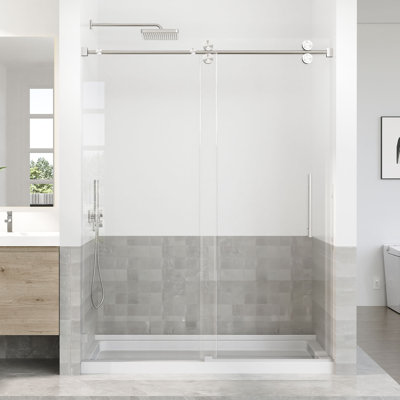 56-60 In. W X 76 In. H Single Sliding Frameless Shower Door With 5/16 In. (8 mm) Tempered Glass
