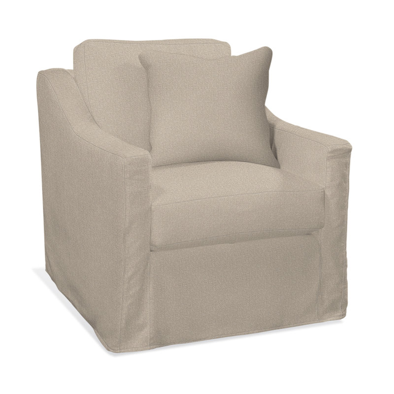 Oliver Boucle Cotton Slipcovered Chair, Eggshell Crypton Performance; 0884-93