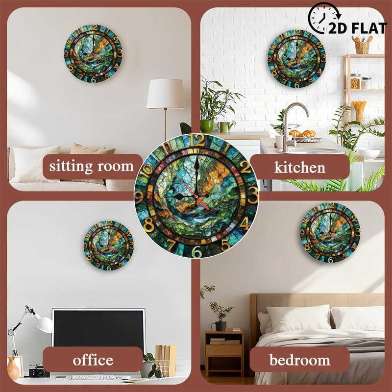 Horloge, vitrail, conception abstraite