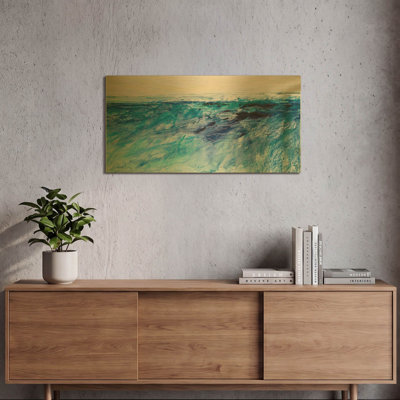 «Wave 6» par Jennifer Gardner, art mural en métal doré, 24 po x 12 po