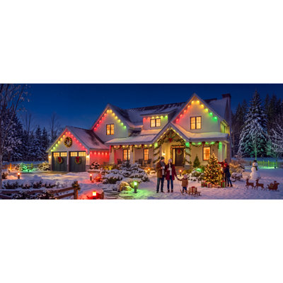 Guirlande lumineuse extérieure permanente Lumary de 30 m (100 pi) avec 60 DEL RGBAICW, étanche IP 67, soudure/application/commande vocale, plus de 10 000 effets lumineux pour terrasse et patio extérieurs (blanc)