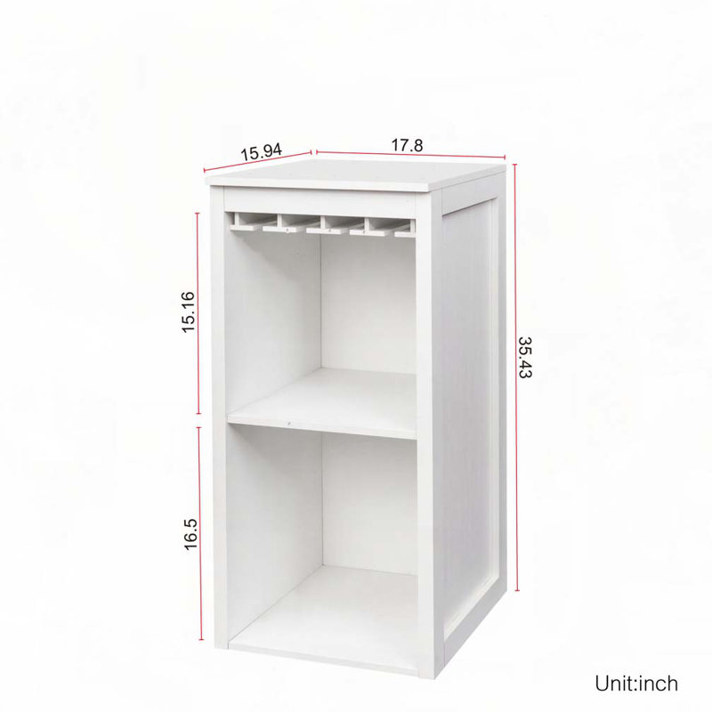 Armoire à vin avec tablettes de rangement et huche, Blanc