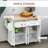 Kitchen Island On Wheels With Rubberwood Top, Spice Rack, Towel Rack, And Drawers For Enhanced Storage And Mobility-1883486416