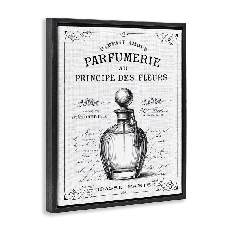 Cadre flottant rétro avec parfum français, design par lettré et doublé, H 21 po x l 17 po, Cadre flottant noir de jais