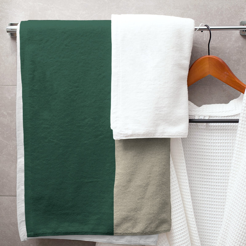 Lightweight Bath Towel, Forest Green/Minnesota Wheat/Iron Range Red, Poly/Cotton