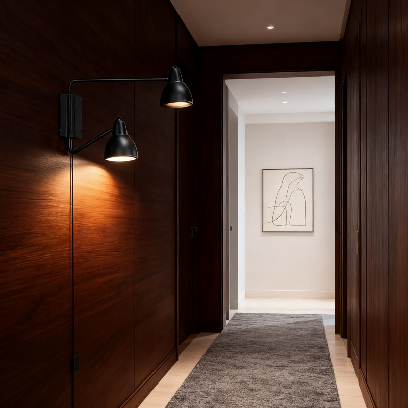 Applique murale à bras articulé avec tête d'éclairage réglable, lampe murale moderne à 2 lumières avec cordon de 5,5 pi pour la lecture dans le salon