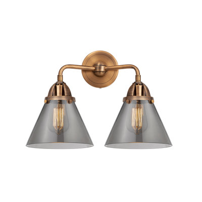 Éclairage pour meuble-lavabo de salle de bain 2 cônes 8 "2 lumières 16" Shauna