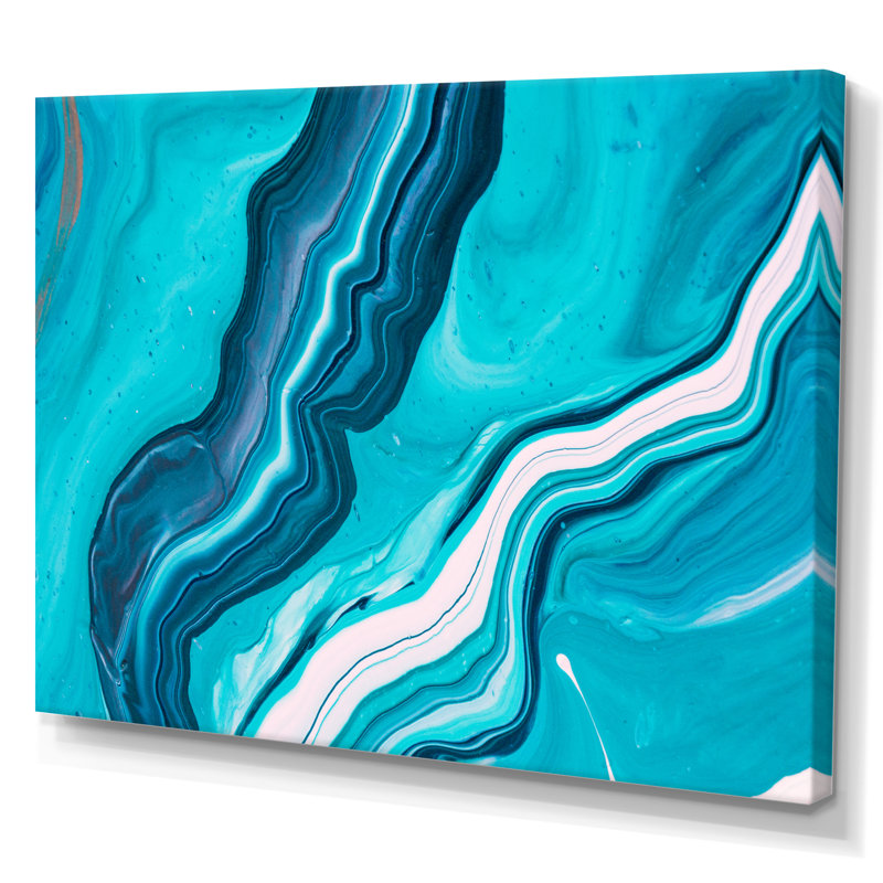 «Luxury Turquoise Marble River», reproduction d'art sur toile encadrée, H 24 po x l 36 po x P 1 po, Toile tendue