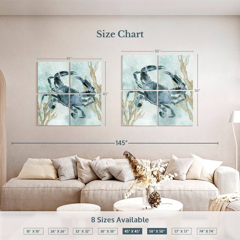 " Navy Crab " 4 - Pieces, 50" H x 50" W x 1.25" D