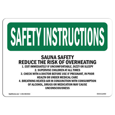 Sauna Safety Reduce The Risk Of Overheating Aluminum Sign 12 x 18
