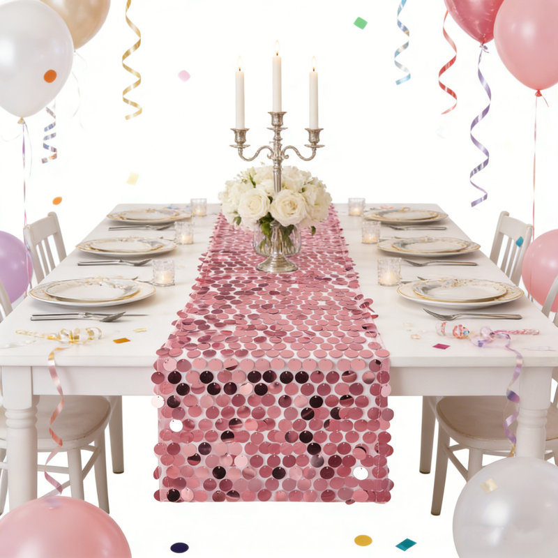 Chemin de table Sequin, Rose