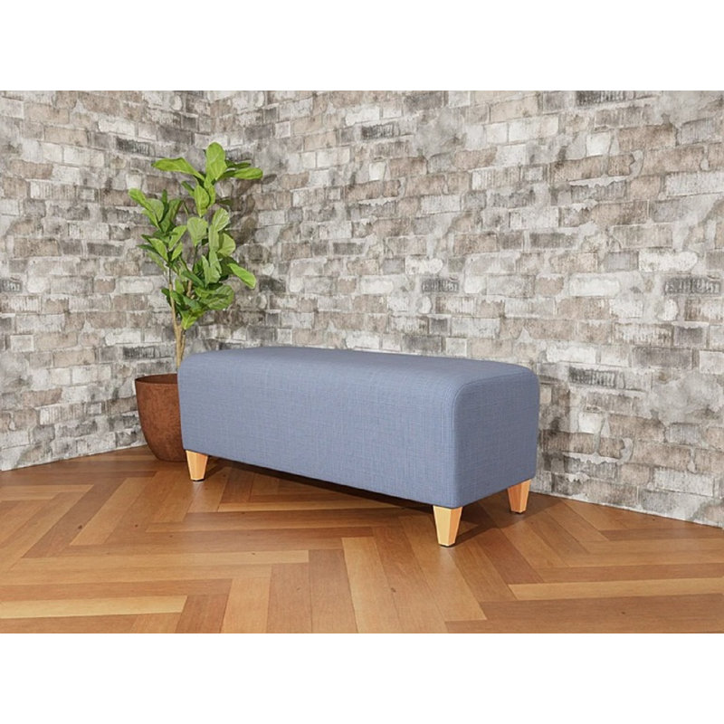 Banc de réception Ravenna, Bois naturel, Chambray bleu marine clair