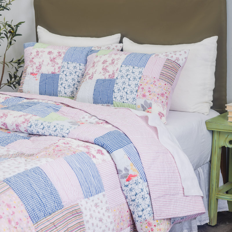 Lattice Percale Quilt Set, Queen Quilt + 2 Pillow Shams