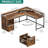 Carneys L-Shaped Metal Base Computer Desk with Power Outlet