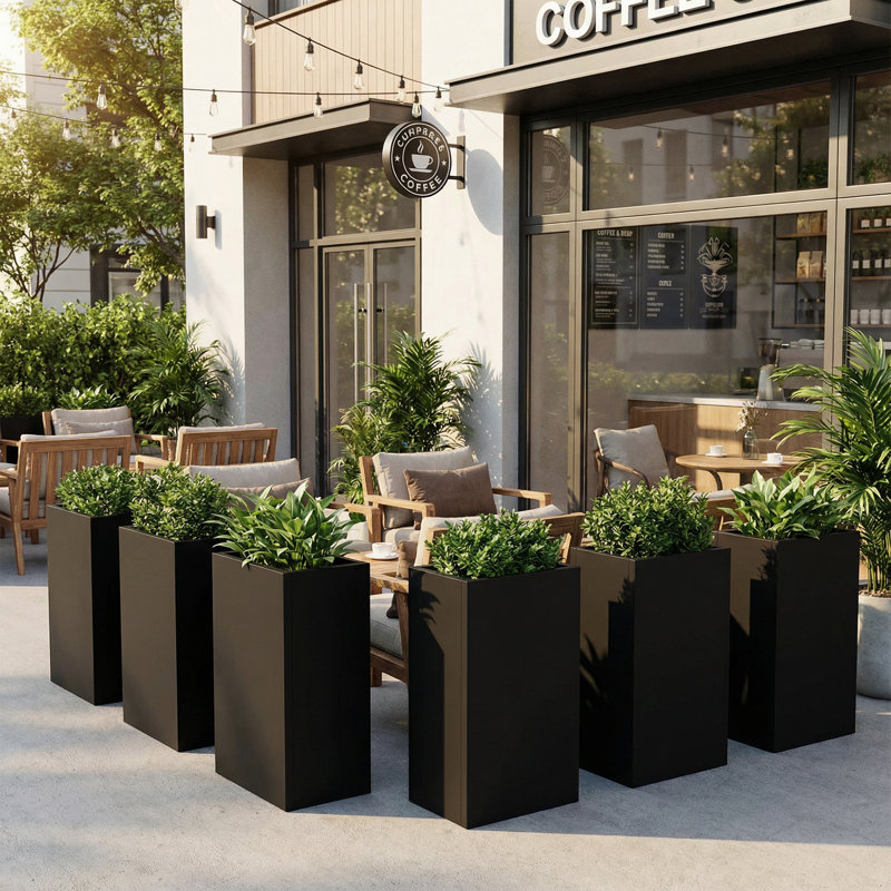 Jardinières rectangulaires en métal pour plantes d'extérieur, H 30 po x l 16 po x P 10 po