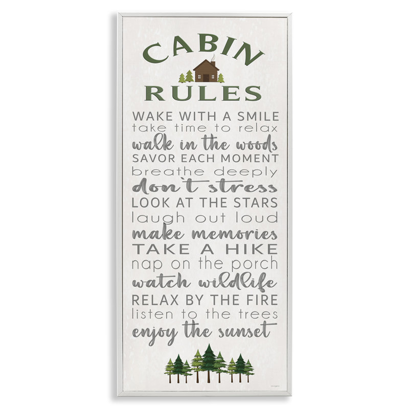 «Fun Rustic Cabin Rules», giclée encadrée, design par Seven Trees Design, H 30 po x l 13 po