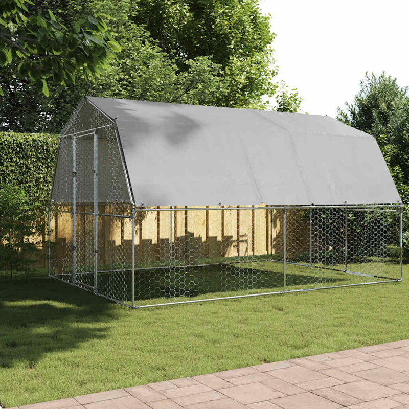 Cage à poulet avec toit et porte en acier galvanisé Fraz