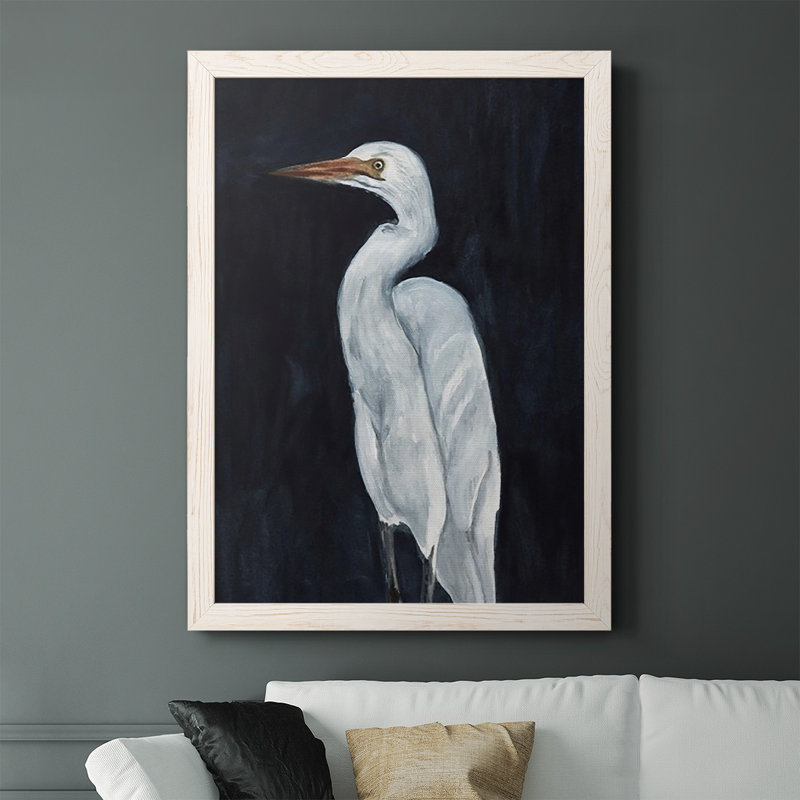 Kalamunda Calm Great Egret I, reproduction d'art sur toile, Cadre blanc, H 43,5 po x l 31,5 po x P 1 po