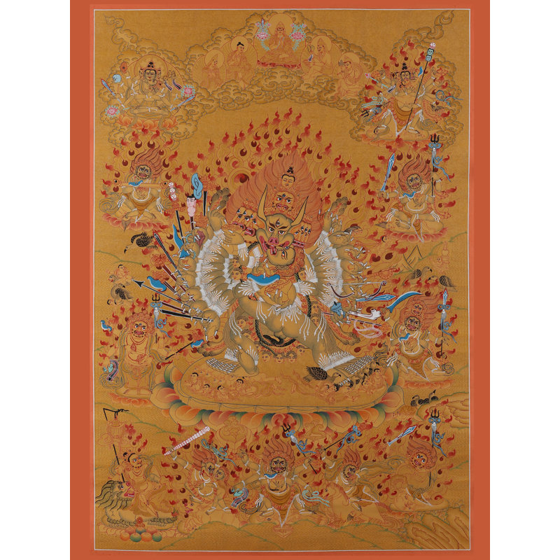 «Green Tara — Swift Liberator» peint à la main Thangka | Toile de coton H 27,2 po x l 19,3 po rehaussée de feuilles d'or pur 24 carats