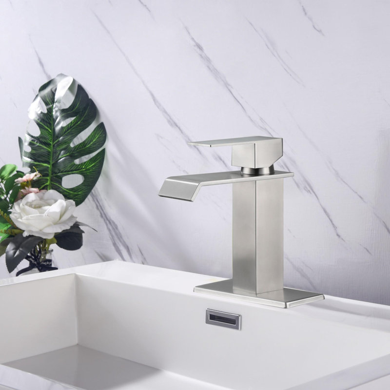 Single Handle Stainless Steel Bathroom Sink Faucet, Brushed Nickel