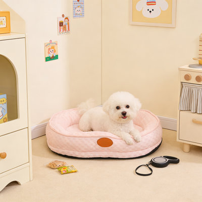 Canapé pour animal de compagnie en coton doux 19,7 x 15,7 x 3,9 po lavable et amovible pour chats, rose