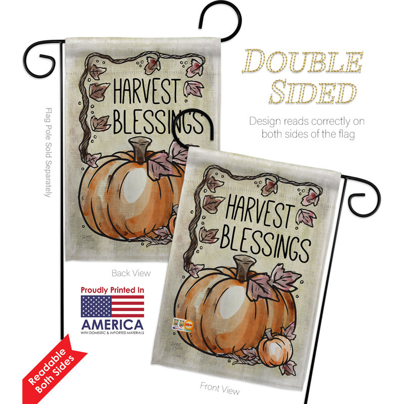 Harvest Blessings Fall Thanksgiving Vertical Double-Sided Garden Flag Set