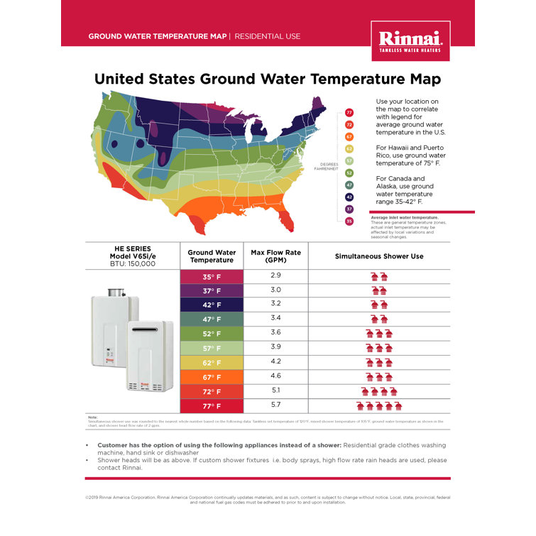 Rinnai V65iN Value 6.6 GPM Liquid Natural Gas Tankless Water Heater u0026  Reviews | Wayfair