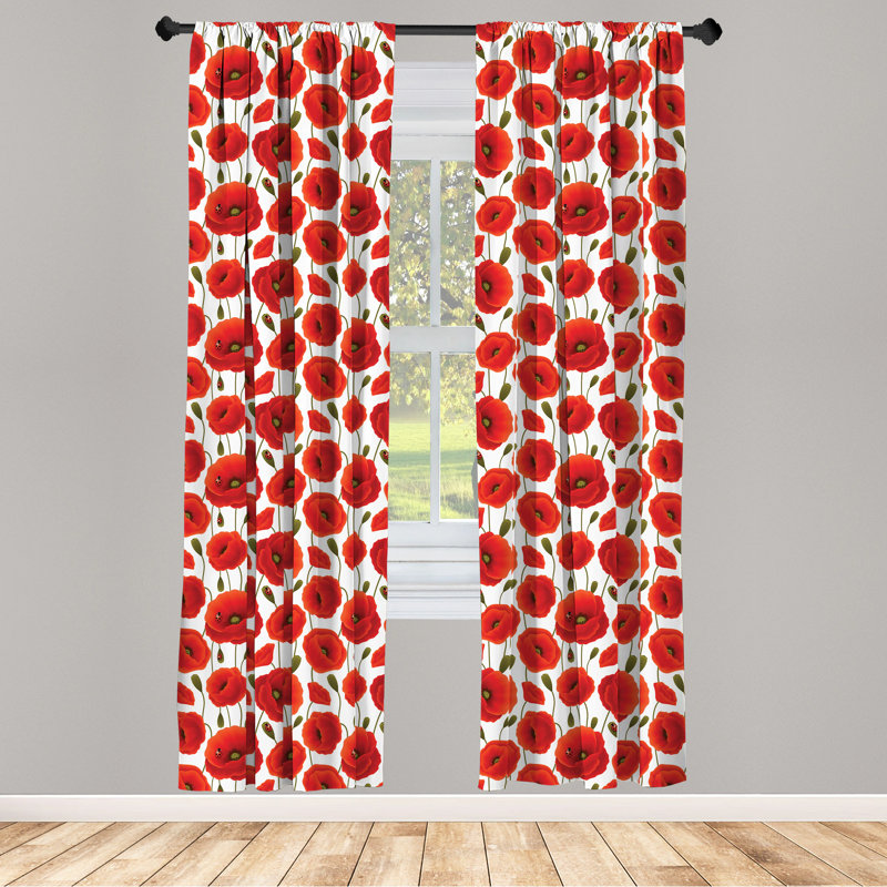 Poppy Semi-Sheer Rod Pocket Curtain Panels, 28" x 95"