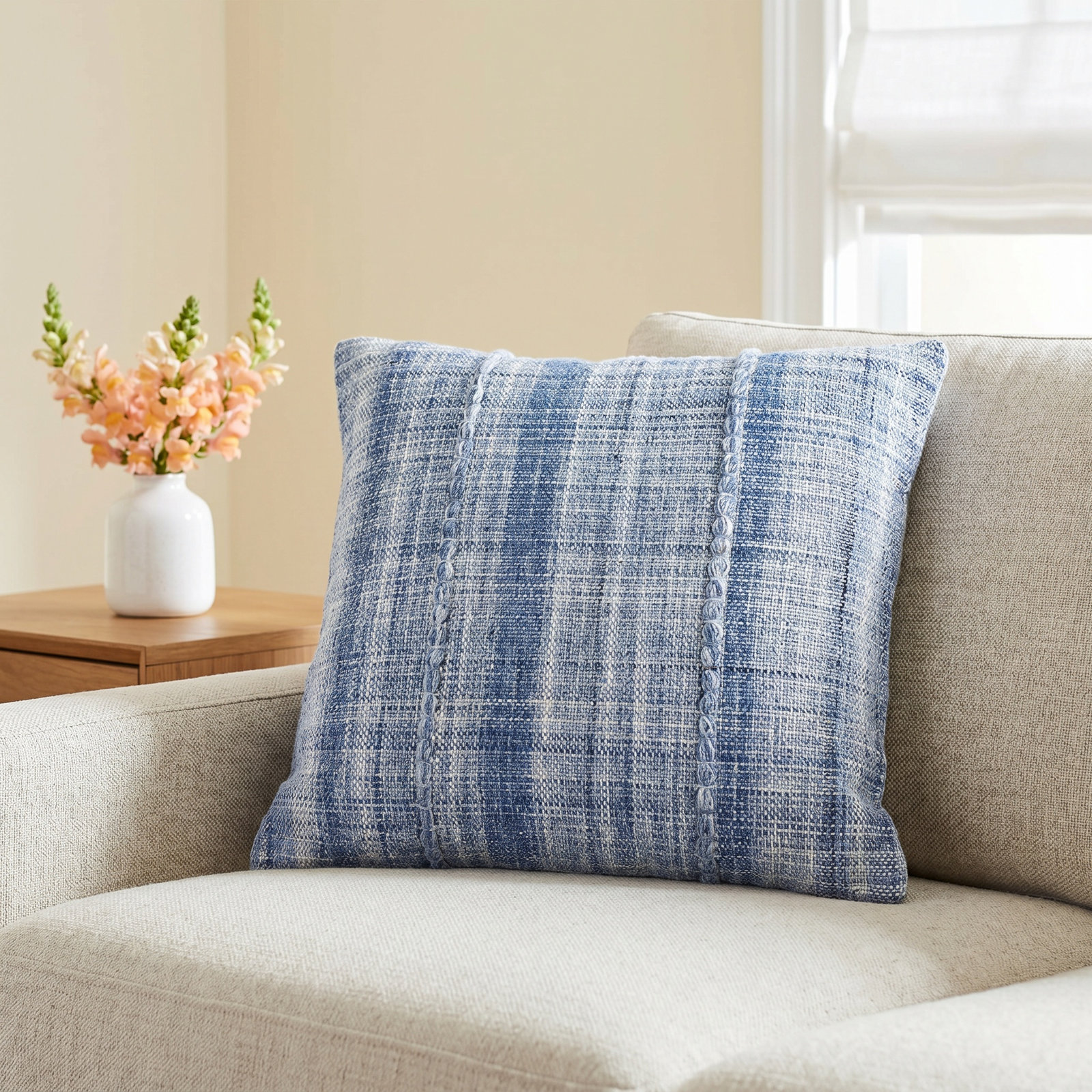 Zeppelin Recycled PET Yarn Throw Pillow, Down, 20"H x 20"W, Pewter