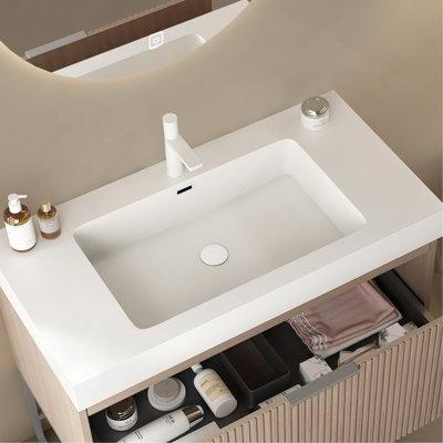 Lavabo encastré rectangulaire 36 "sans bonde ni robinet