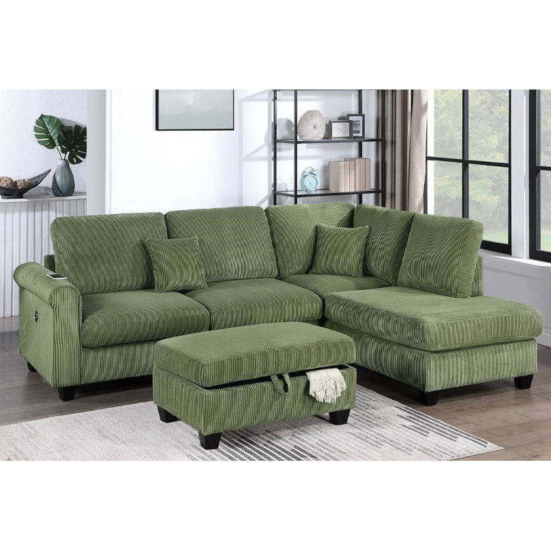 Gollahon 3-PC SECTIONAL SET, Sage Corduroy