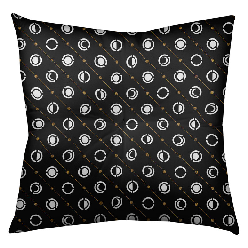 Coussin de sol à phases de lune classiques, 30 po x 30 po, Noir foncé/blanc