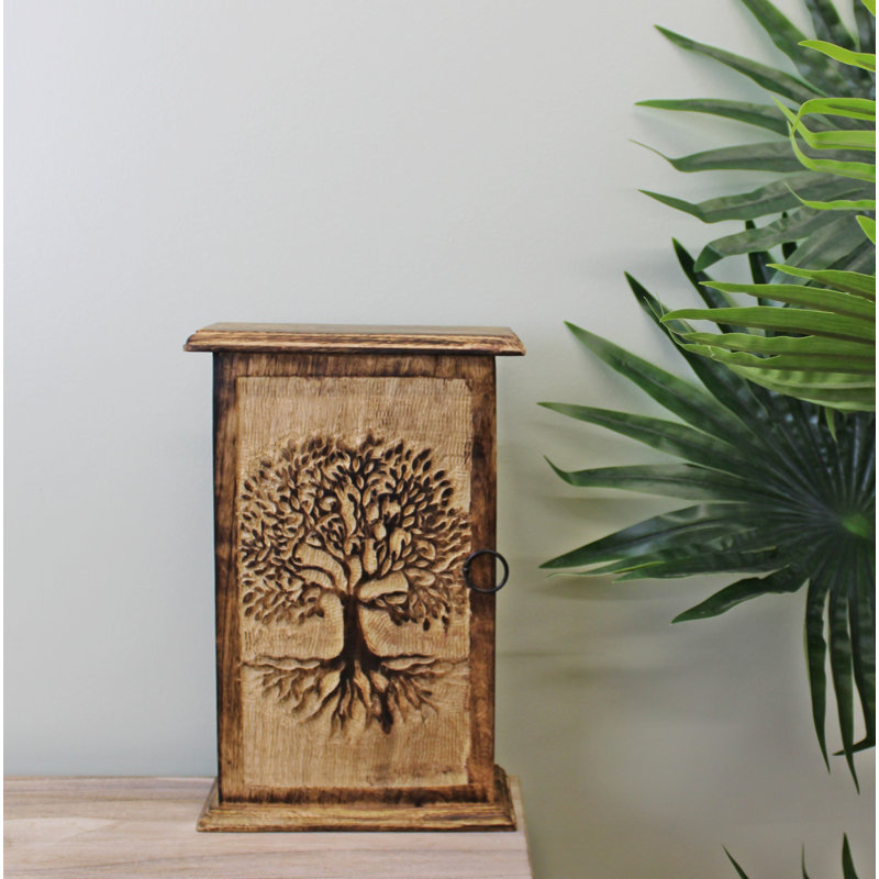 Solid Wood Wall Organizer with Key Hooks
