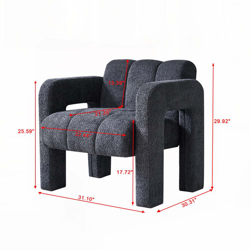Fauteuil Boucle Upholstery, Gris