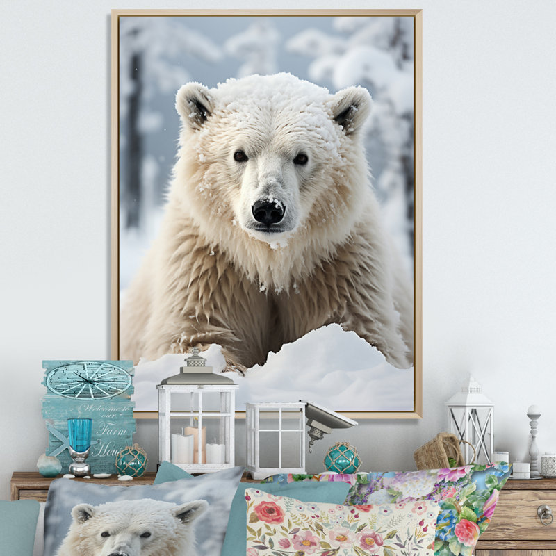 Beckah Alaska, rencontre polaire sur toile, Cadre naturel flottant, H 20 po x l 12 po x P 1 po