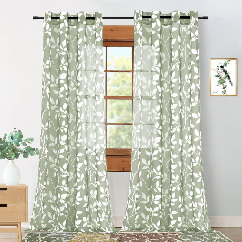 Betancur Semi Sheer Curtain Pair, Sage Green, 52" W x 63" L