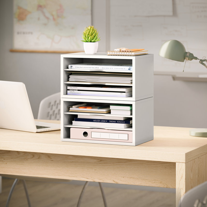 Logan 3 Tier Paper, Mail And File Organizer For Desk, White