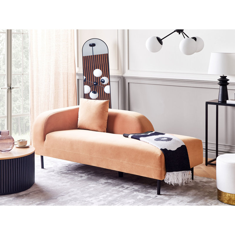 Masuda Velvet Chaise Lounge, Peach Pink