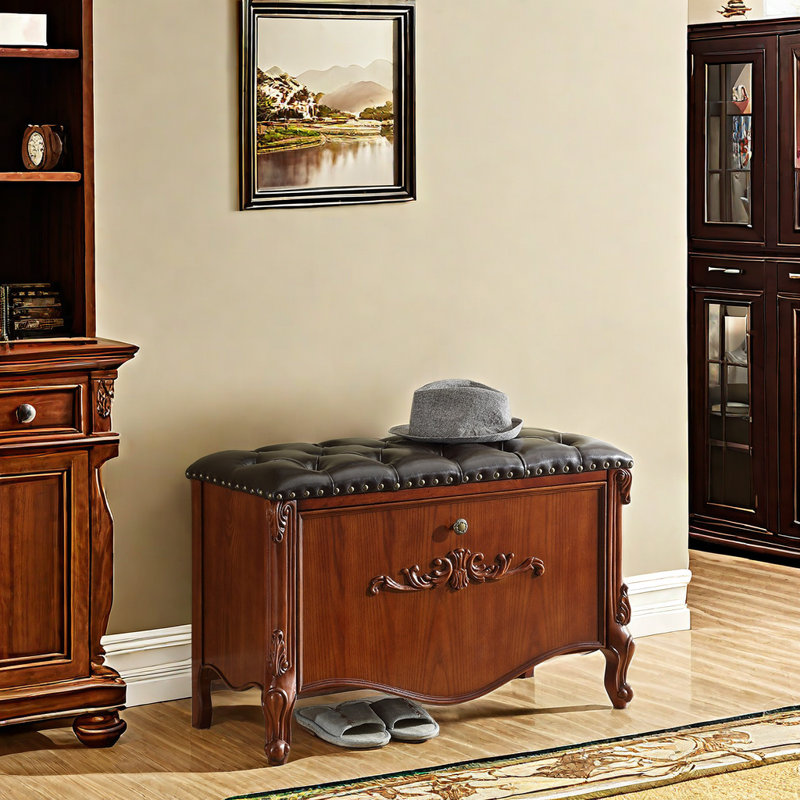6 Pair Shoe Storage Bench, 19.68" H x 32.28" W x 14.17", Tan