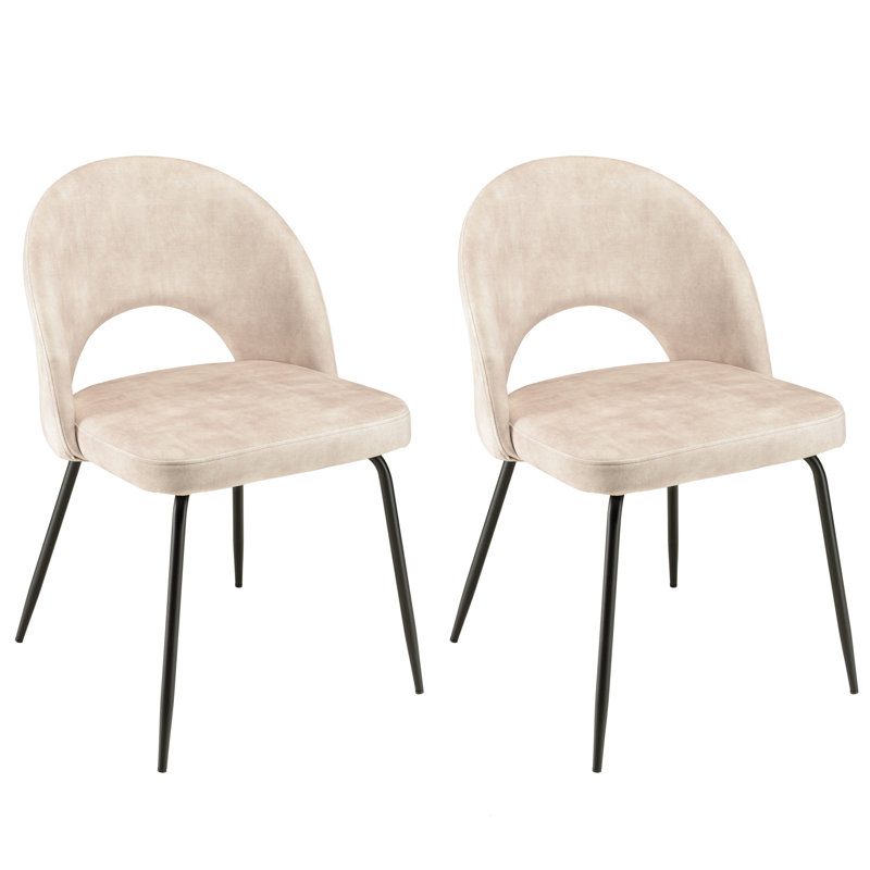 Luanna 47cm H Velvet Upholstered Side Chair, Beige