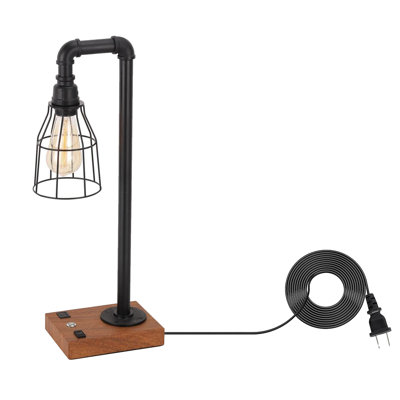 Lampe de bureau 16,5 po avec port USB et prise de courant