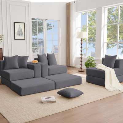 New Arrived 10-In-1 Convertible Sofa Sectional, Ideal For Family Gatherings, No Assembly Needed, With Storage And Pillows
