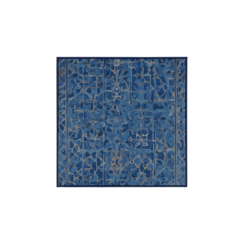 Machine Washable Gray Area Rug, Square 7'