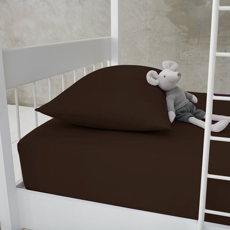 Plain Solid Polycotton Fitted Sheet 25cm Deep Single Double King 4ft Super King Comfortable Bedding Sheet, Chocolate, Single